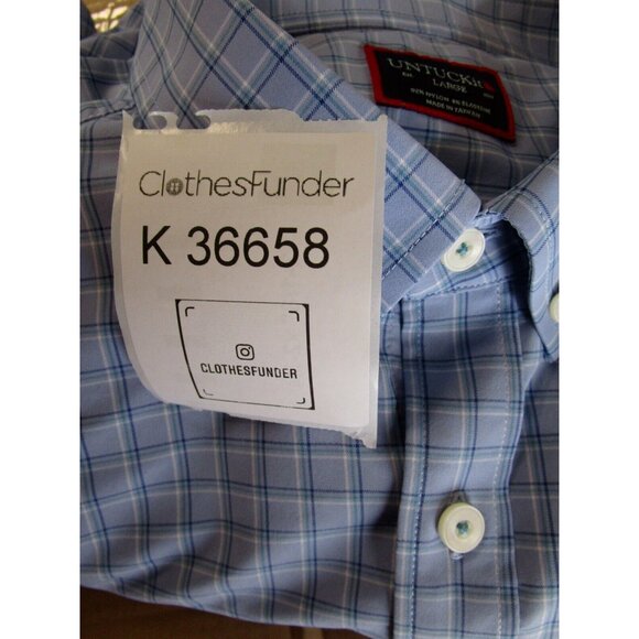Untuckit Shirt Large White Button Up Traveler Commuter Plaid Woven - Picture 12 of 12